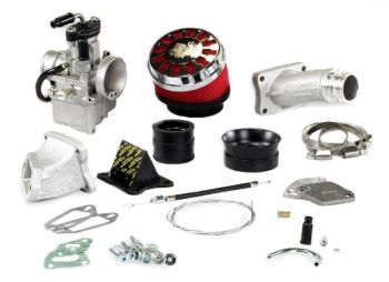 Kit carburatore MHR VHST 28 BS e collettore aspirazione lamellare MALOSSI 28mm, per cilindro MALOSSI cod. 3115829 / 1004015 per Vespa 50/ 50 Special/ ET3/ Primavera